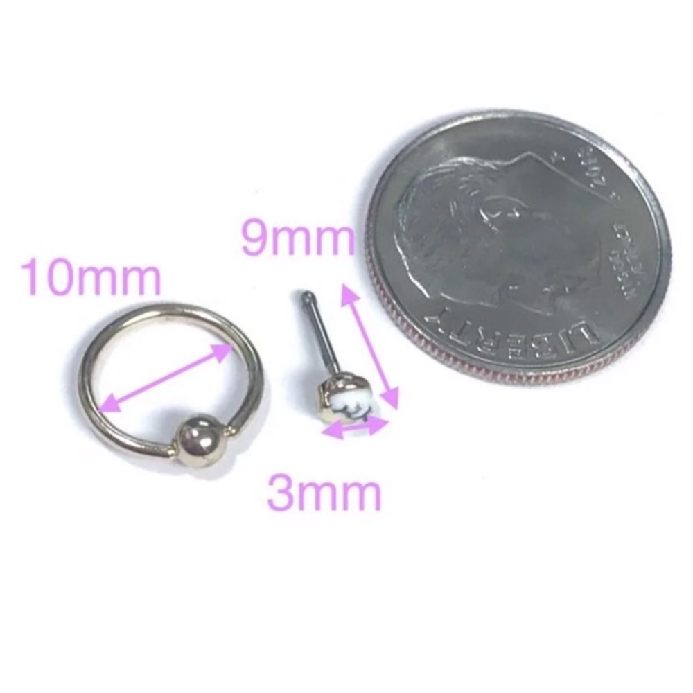 Silver Tone Marbled Stud & Hoop Nose Ring Set